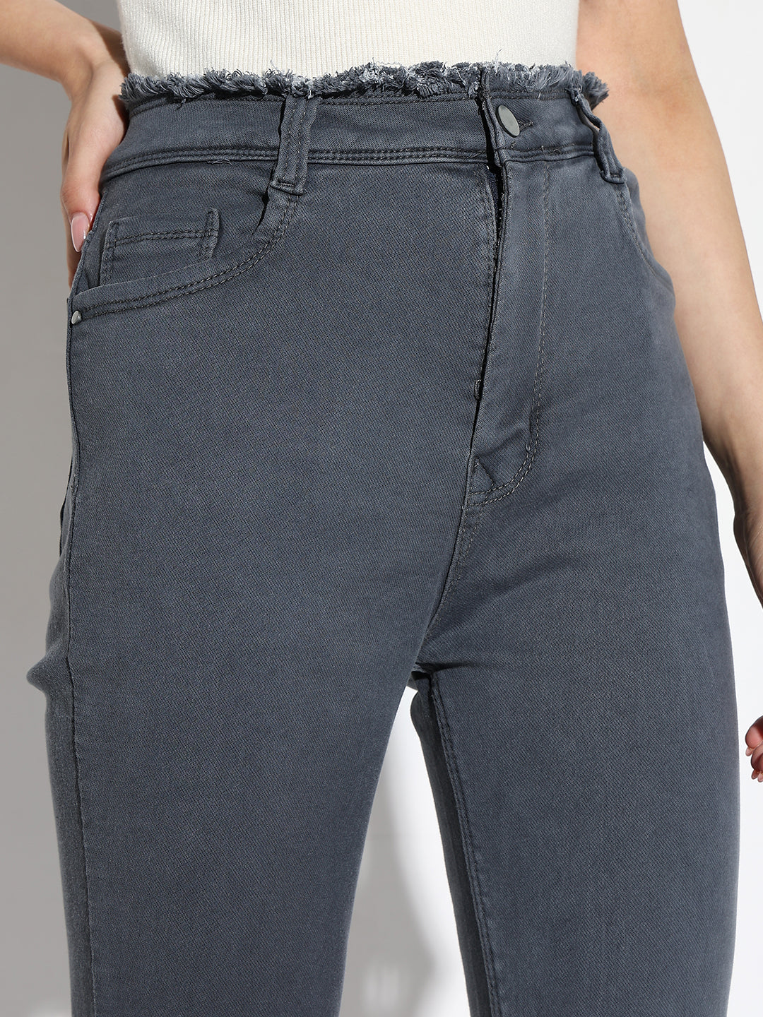 Grey Comfort Slim Fit Light Fade Cotton Stretchable Jeans