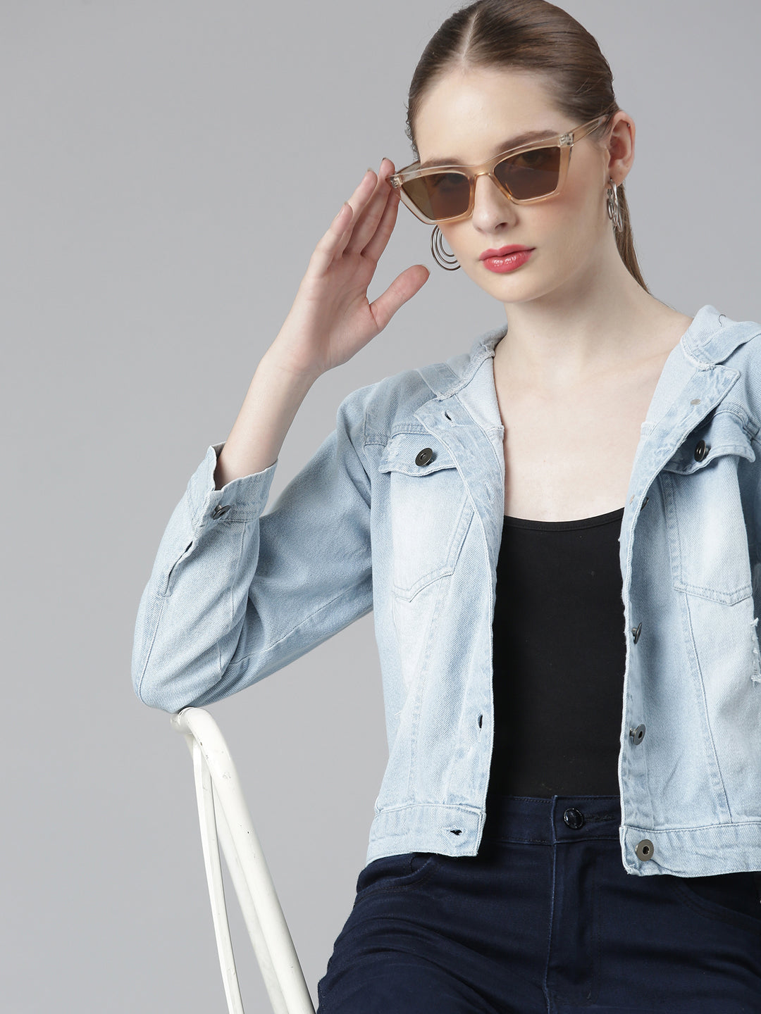 Blue Hooded Denim Jacket