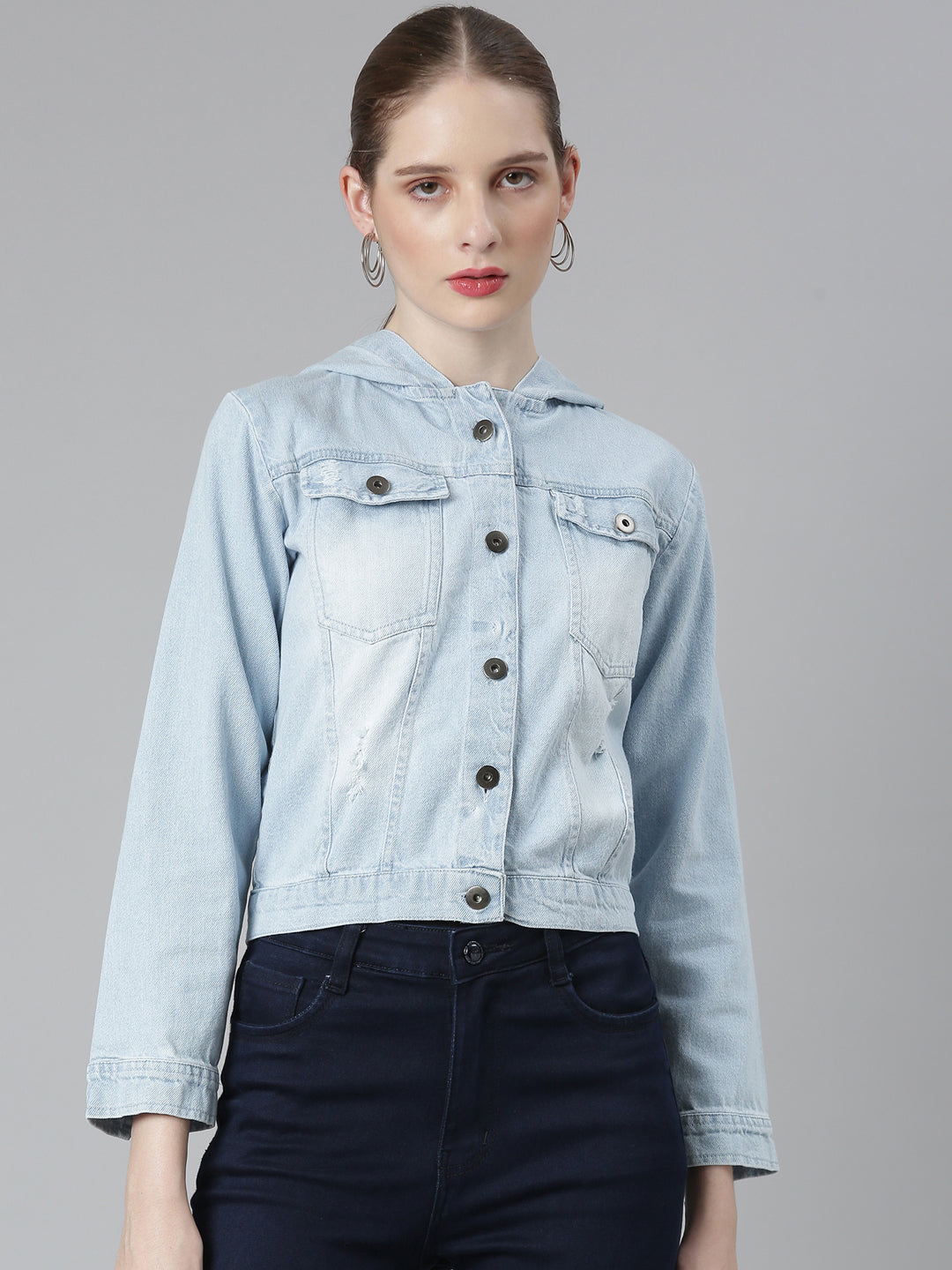 Blue Hooded Denim Jacket