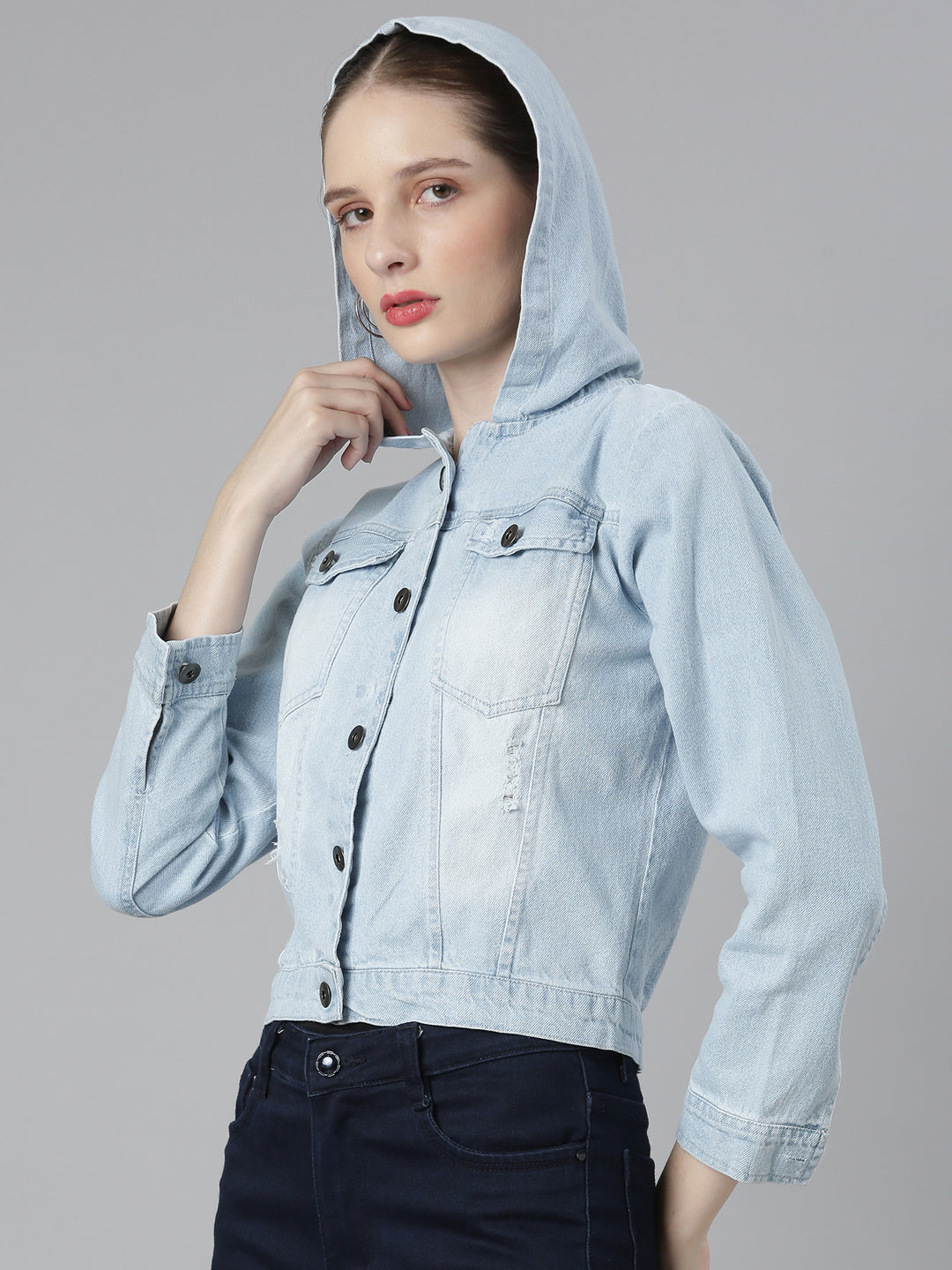 Blue Hooded Denim Jacket