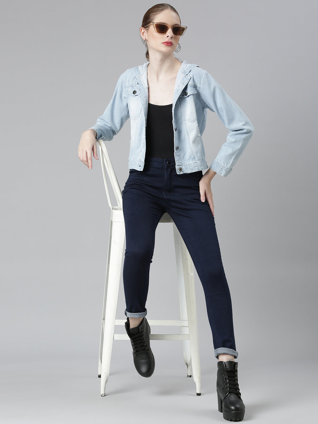 Blue Hooded Denim Jacket