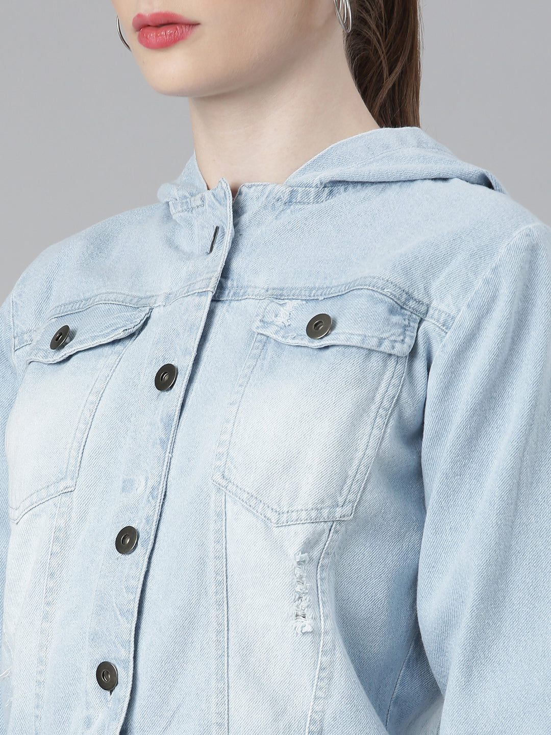 Blue Hooded Denim Jacket