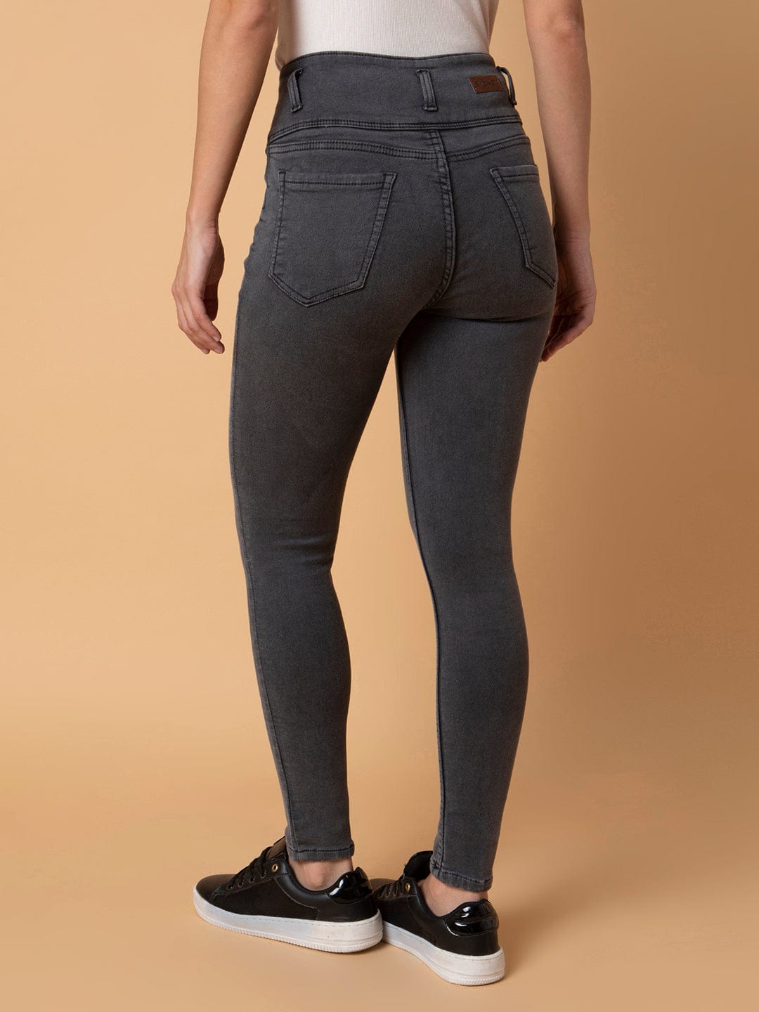 Grey Straight Fit Mid-Rise Stretchable Jeans