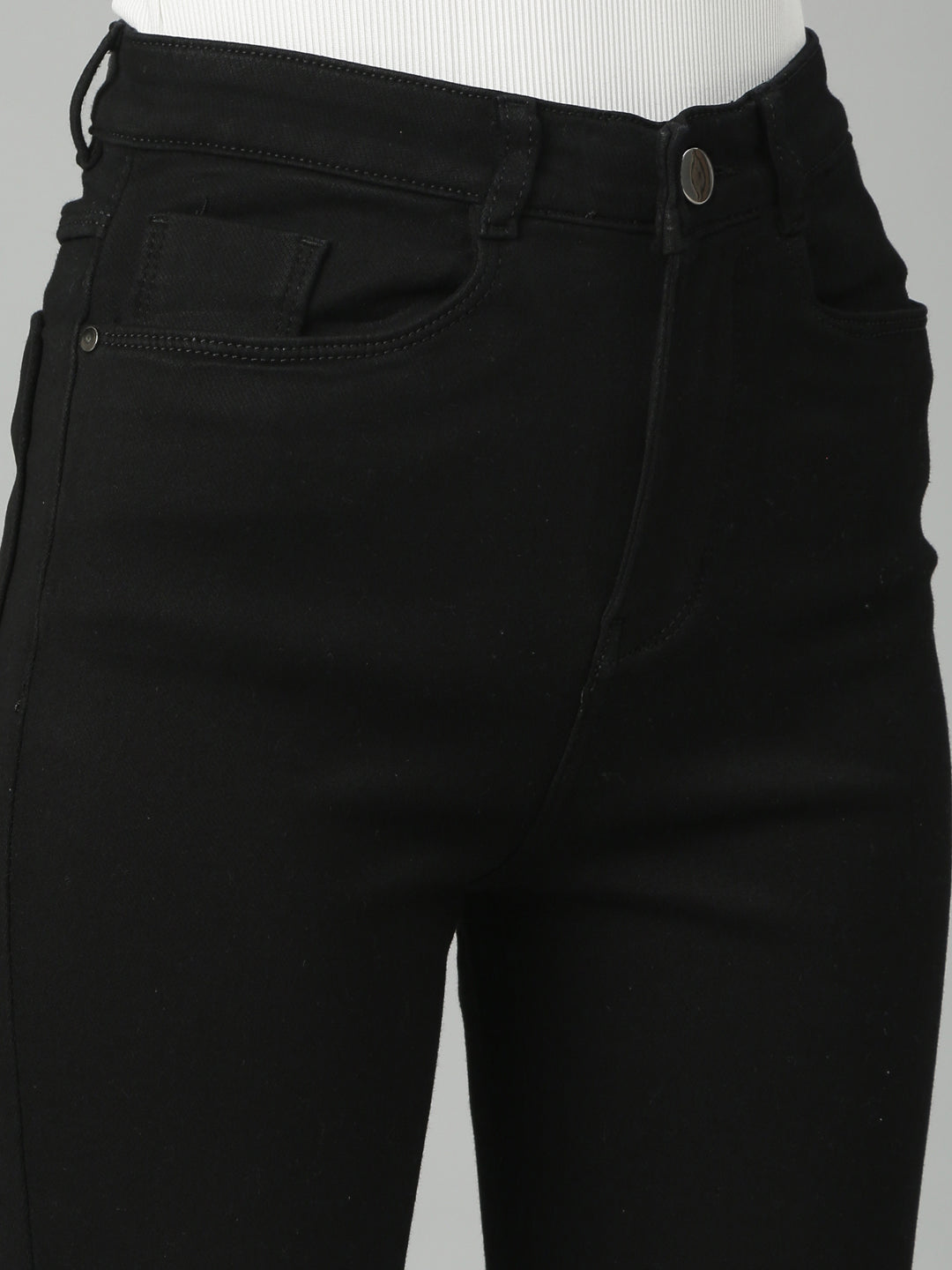 Black Jean Straight Fit Mid-Rise Cropped Stretchable Jeans