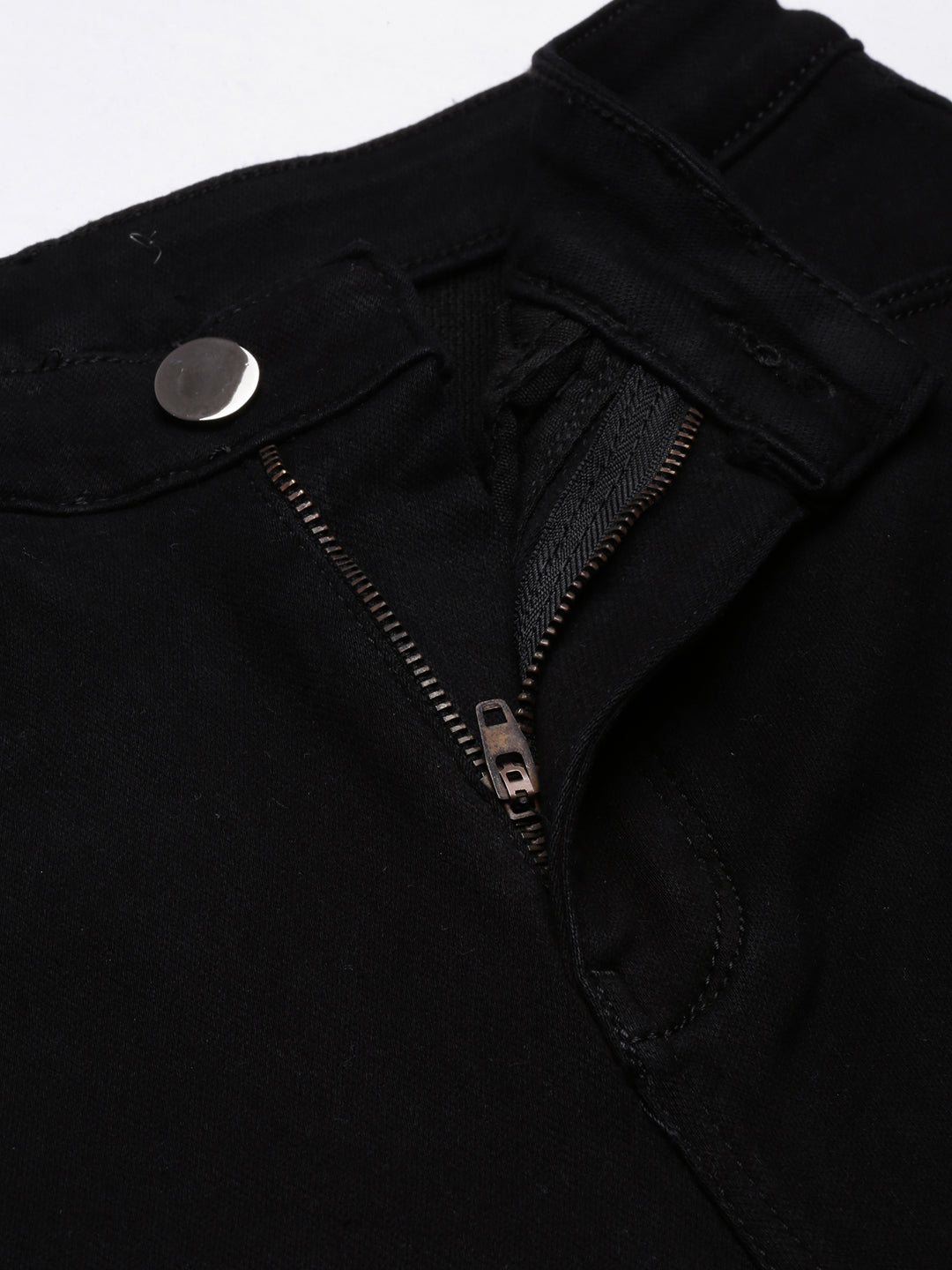 Black Jean Straight Fit Mid-Rise Cropped Stretchable Jeans