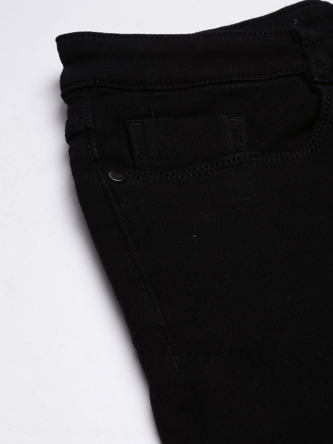 Black Jean Straight Fit Mid-Rise Cropped Stretchable Jeans