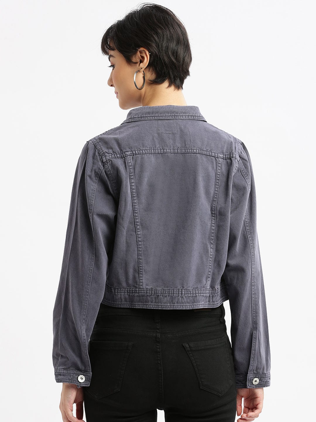 Charcoal Windcheater and Water Resistant Crop Denim Jacket