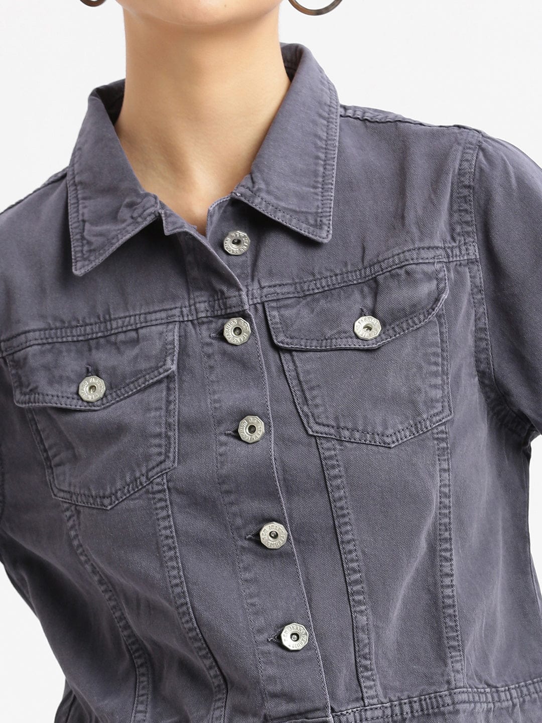 Charcoal Windcheater and Water Resistant Crop Denim Jacket