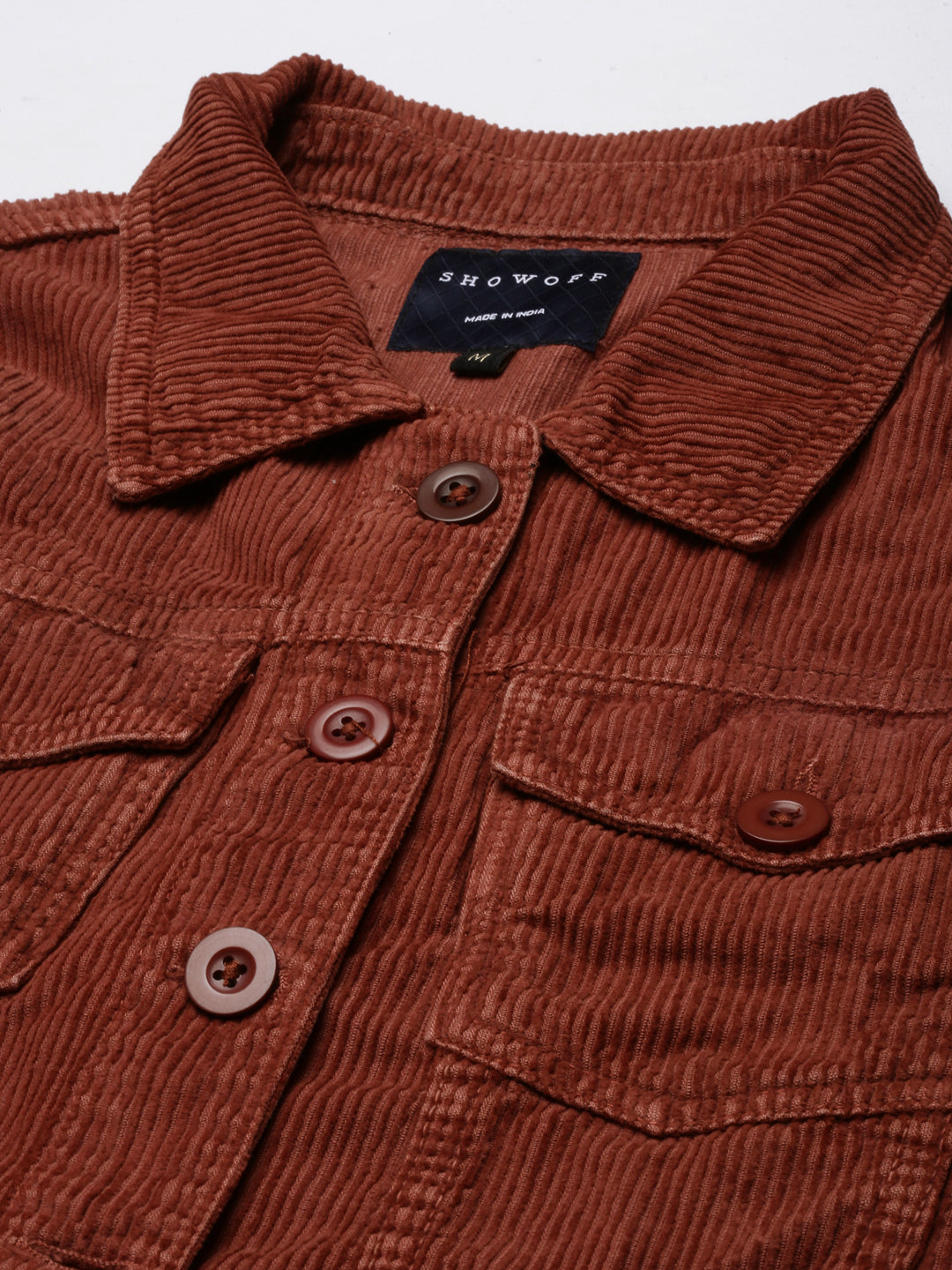 Rust Corduroy Crop Denim Jacket