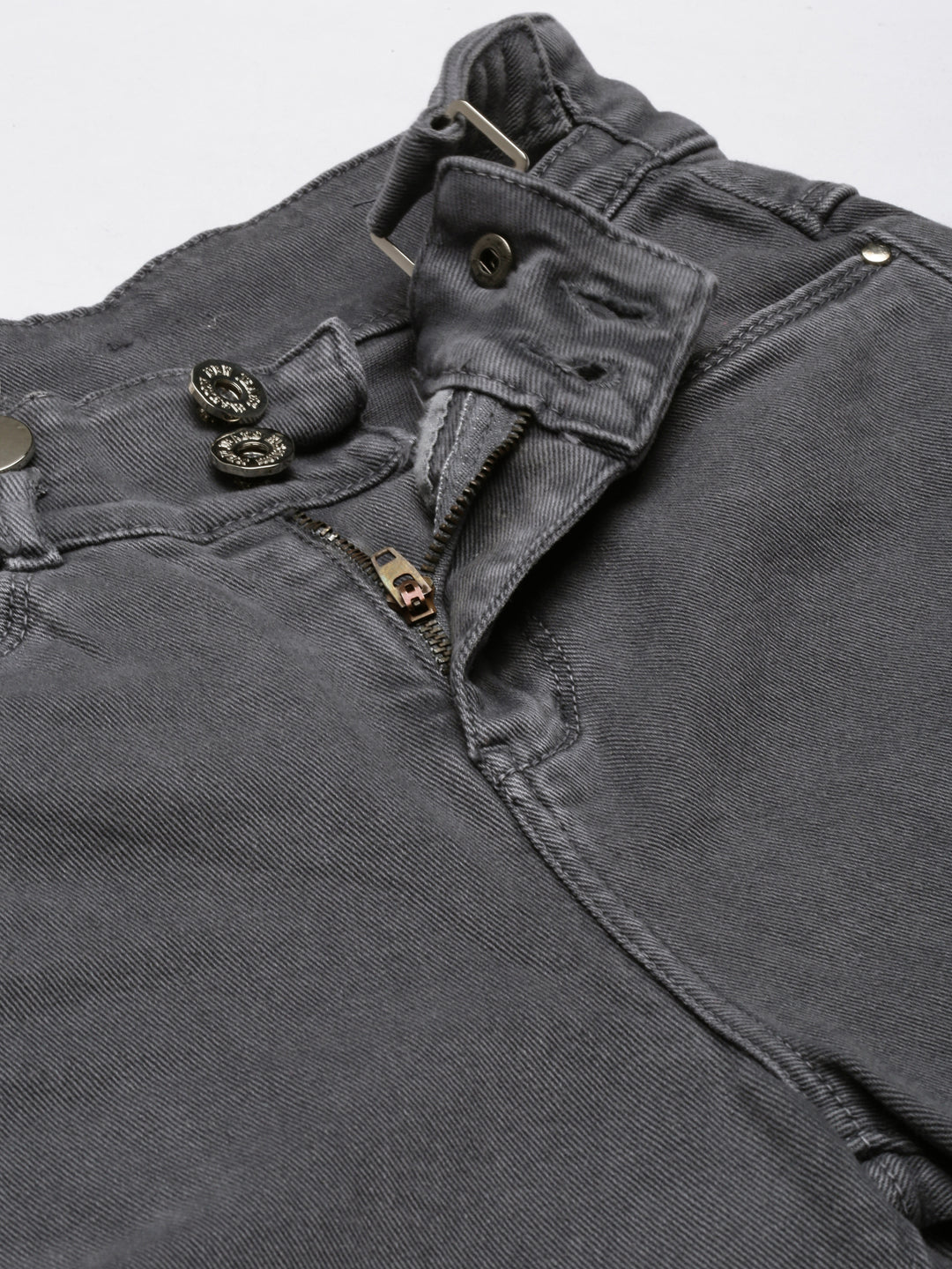 Grey Jean Straight Fit Acid Wash Mid-Rise Stretchable Jeans