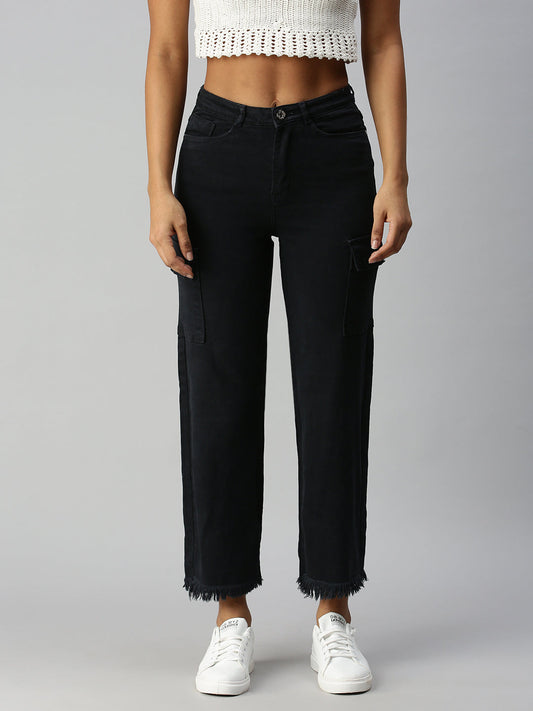 Grey Wide Leg High-Rise Stretchable Jeans