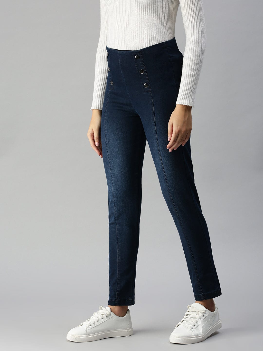 Blue Super Skinny Fit High-Rise Light Fade Stretchable Jeans