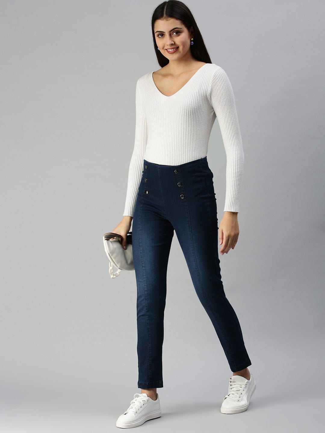 Blue Super Skinny Fit High-Rise Light Fade Stretchable Jeans