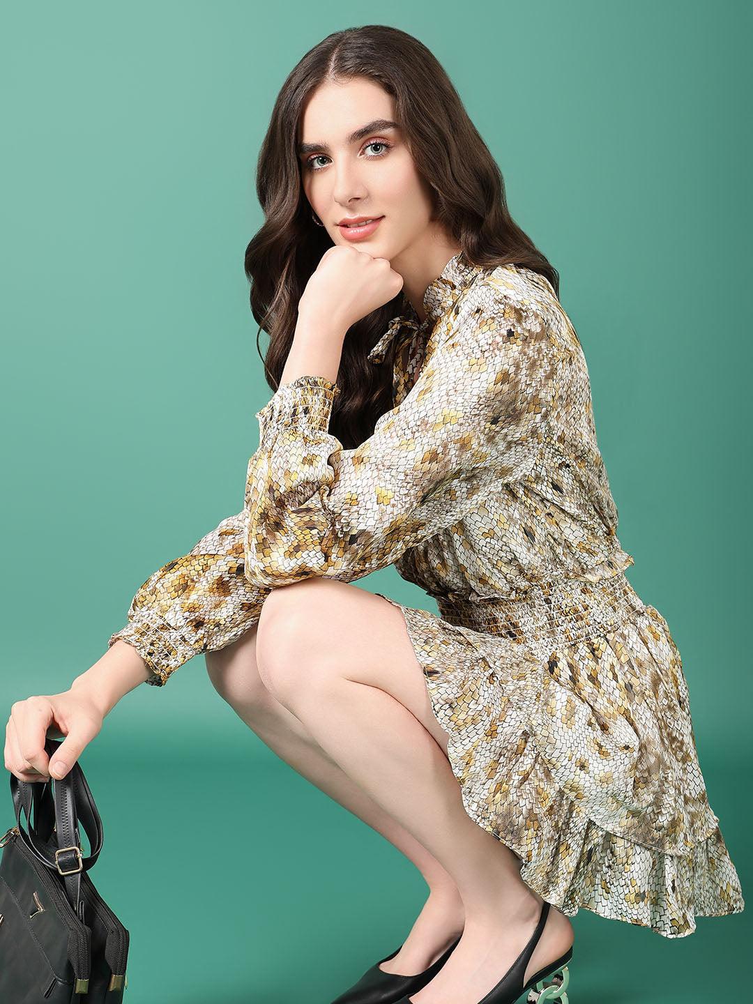 Yellow Floral Fit and Flare Dress