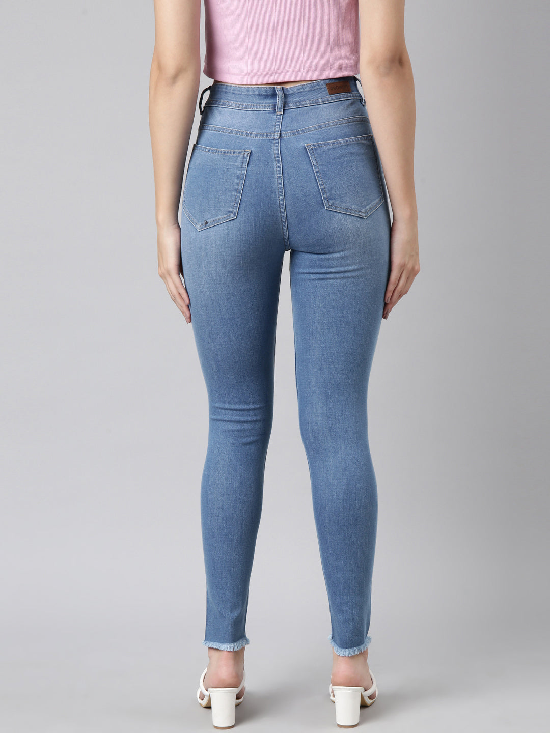 Blue Skinny Fit Light Fade Embellished Jeans