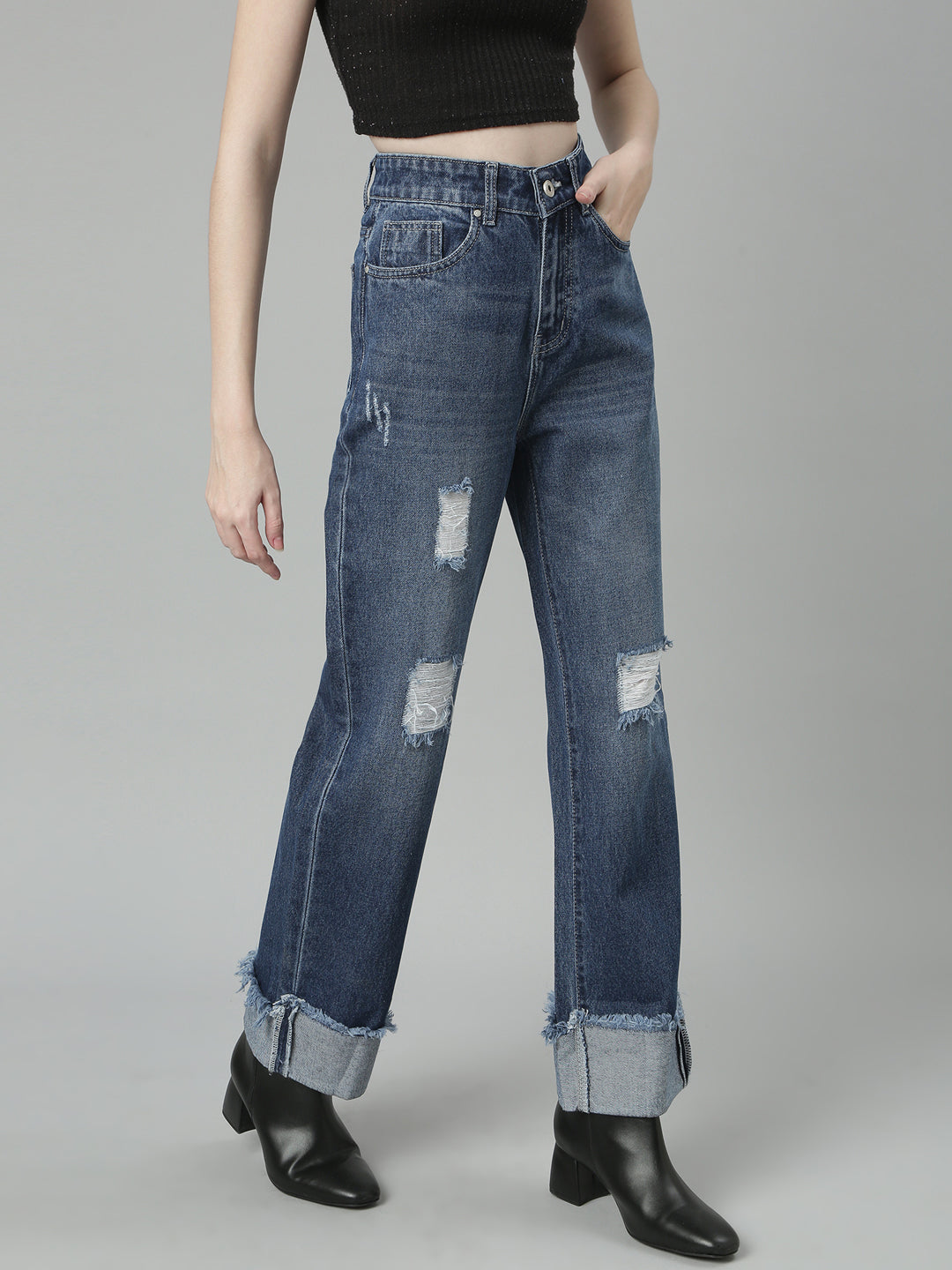 Blue Jean Straight Fit Light Fade Acid Wash Jeans