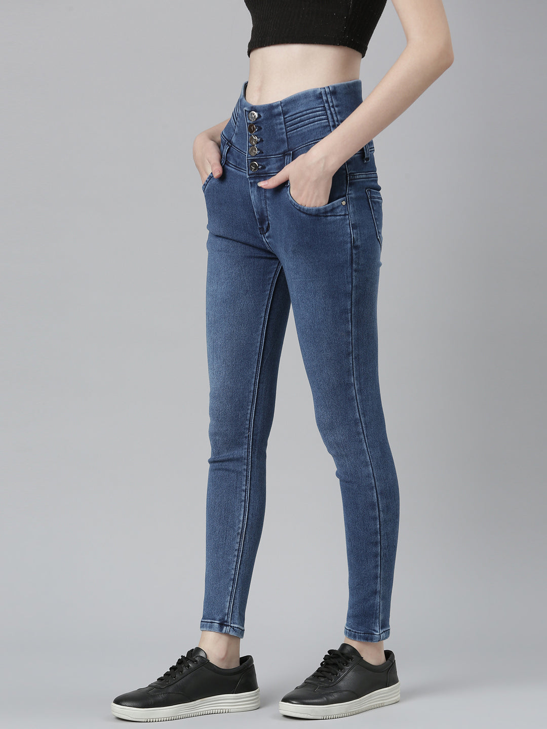 Blue Jean Straight Fit Mid-Rise Acid Wash Stretchable Jeans