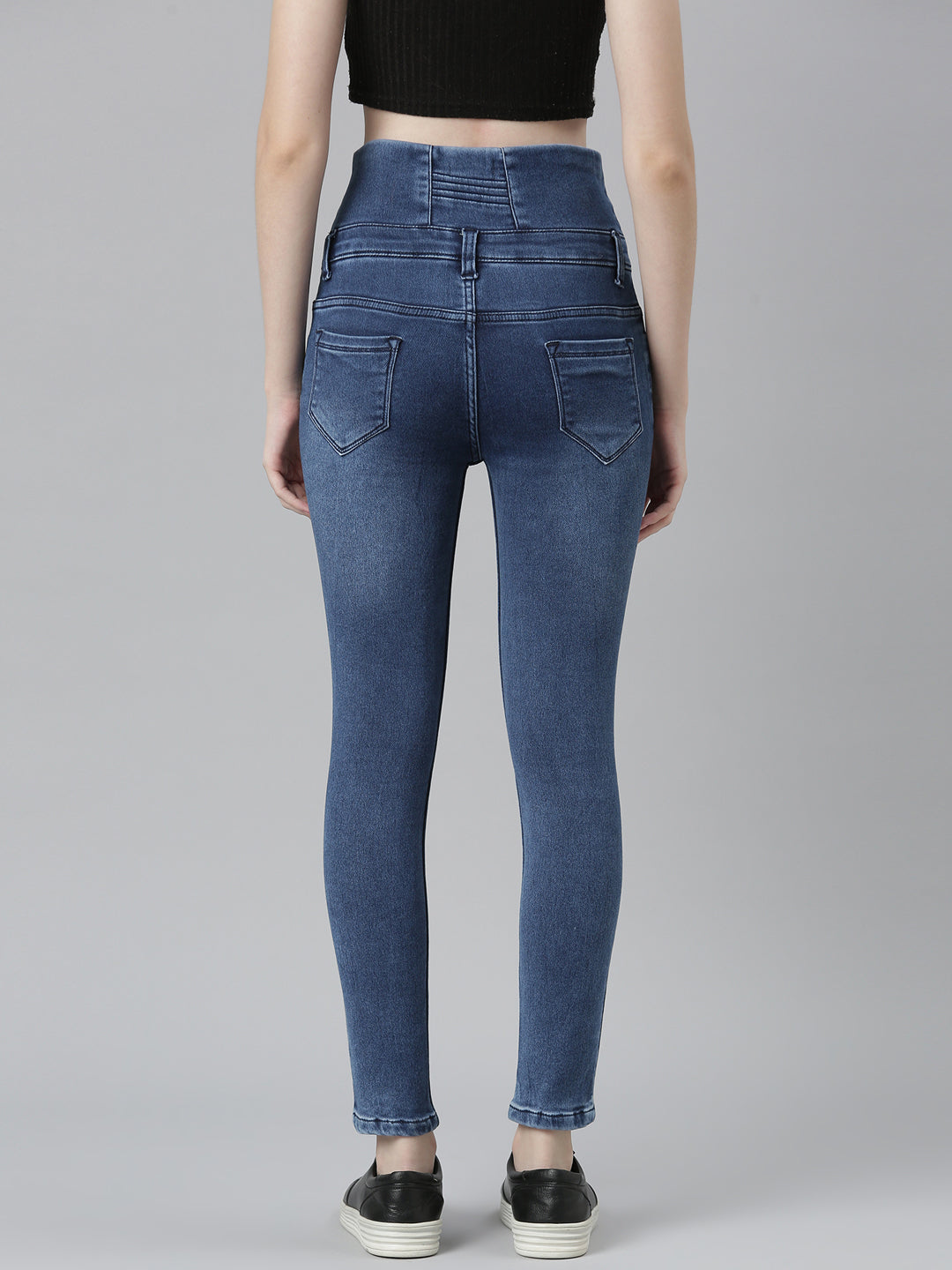 Blue Jean Straight Fit Mid-Rise Acid Wash Stretchable Jeans