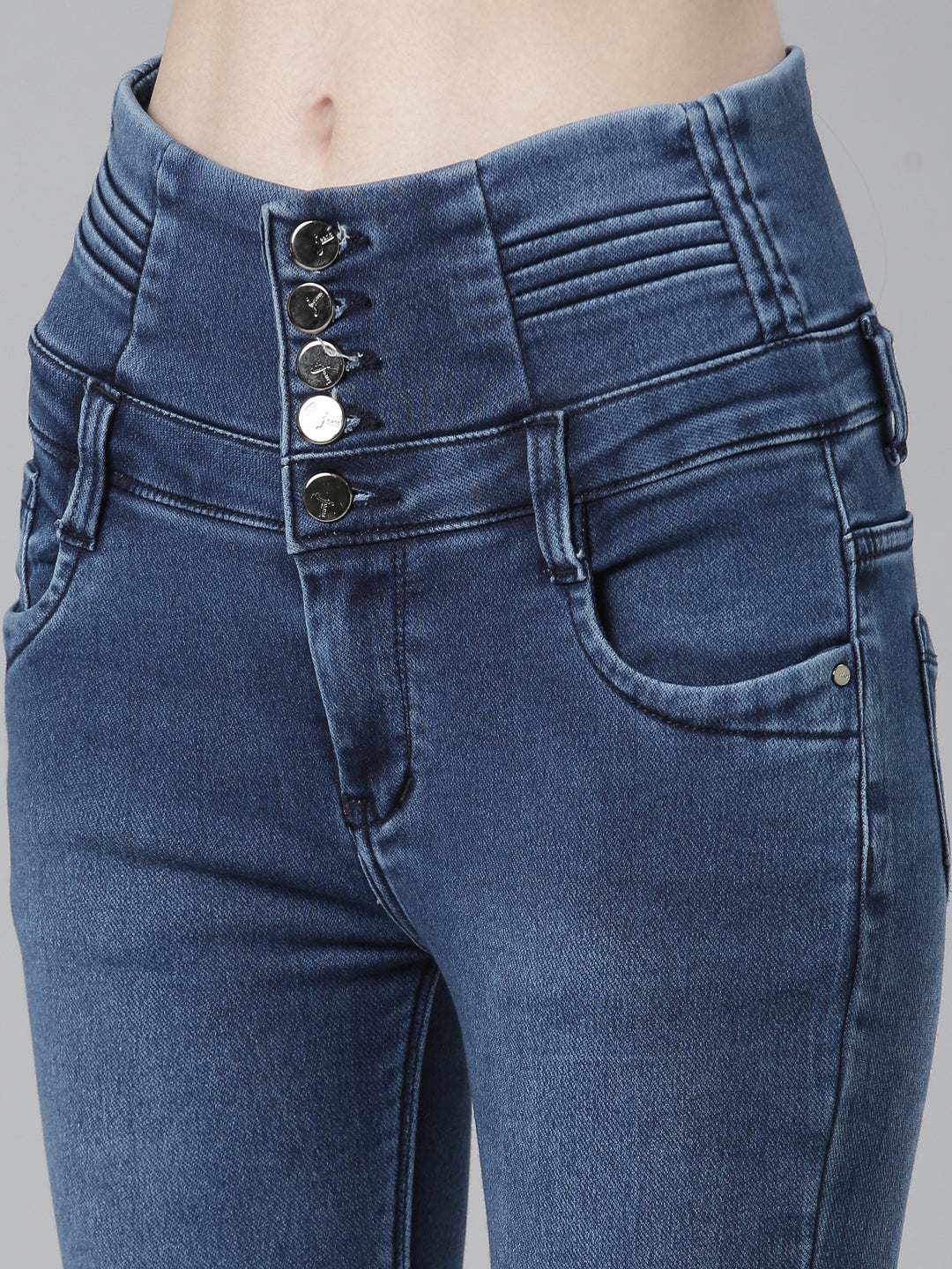 Blue Jean Straight Fit Mid-Rise Acid Wash Stretchable Jeans