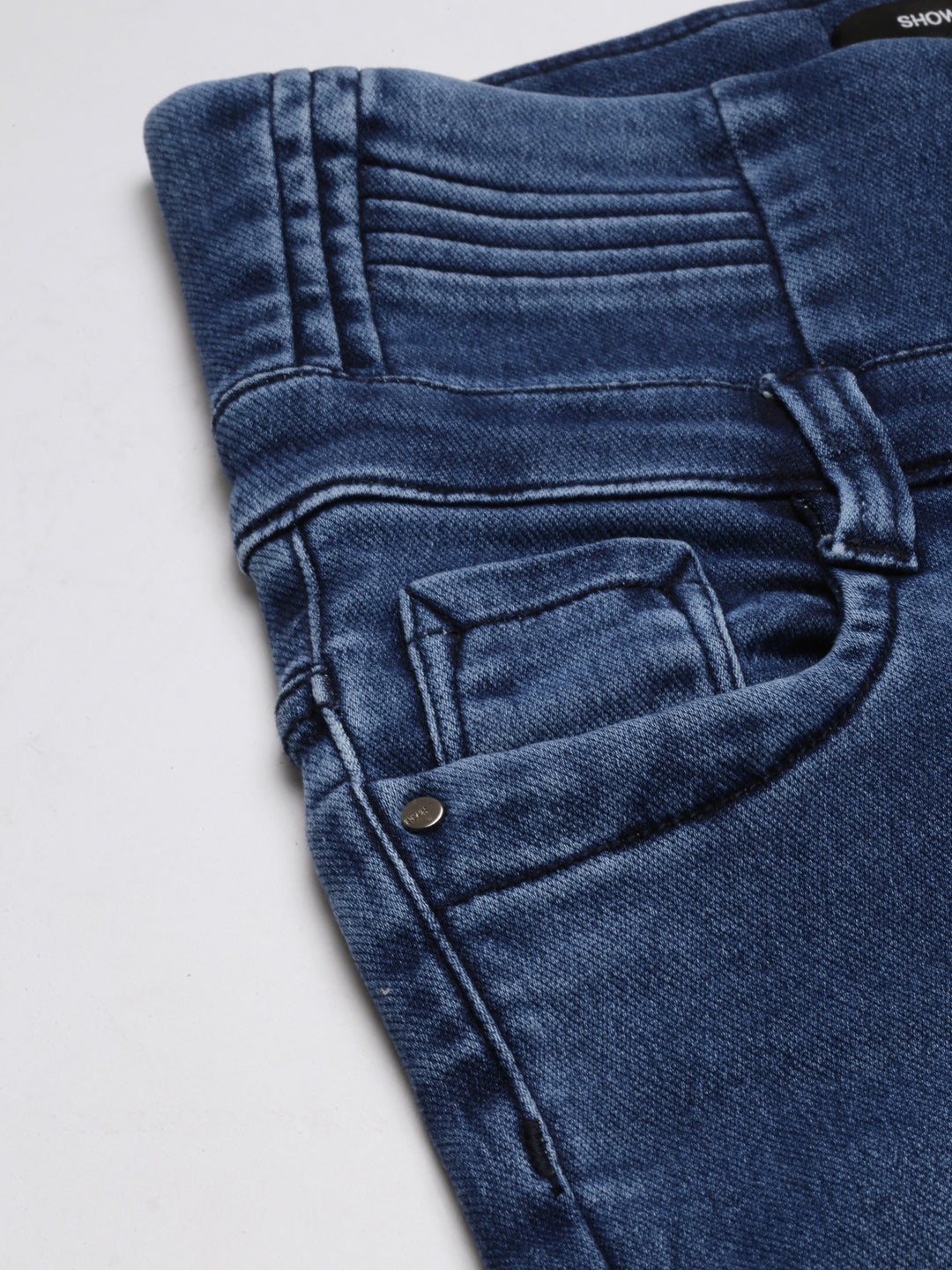 Blue Jean Straight Fit Mid-Rise Acid Wash Stretchable Jeans