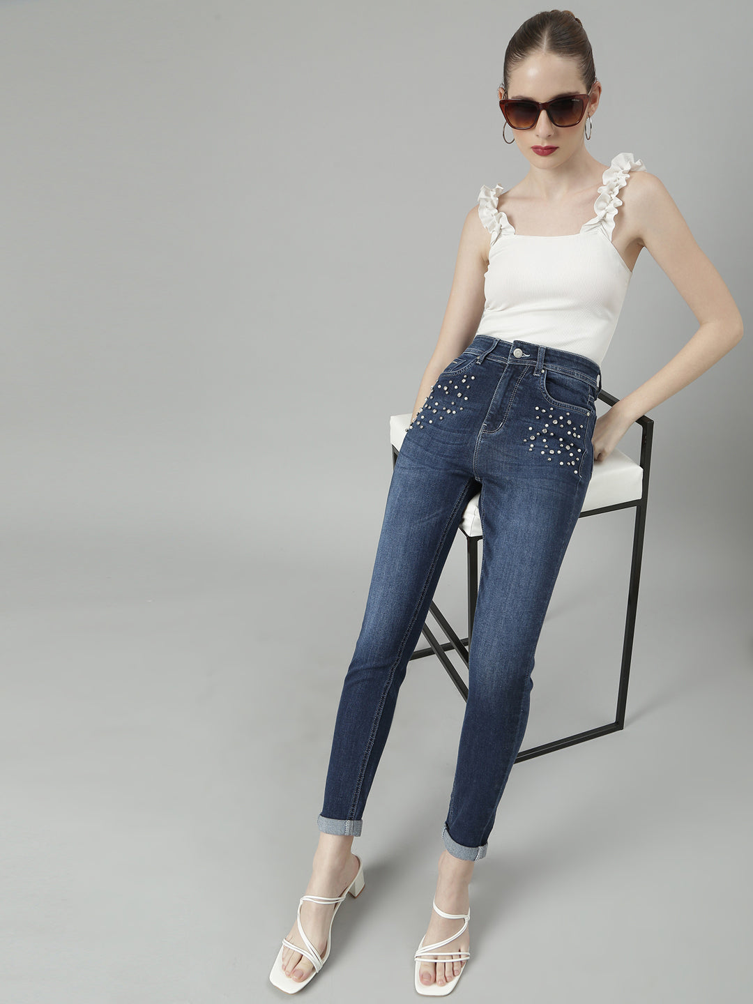 Navy Blue Jean Slim Fit Light Fade Stretchable Jeans