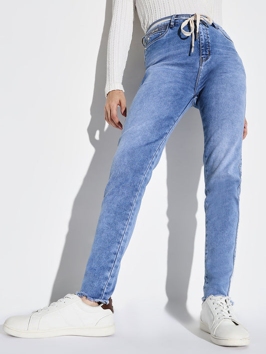Blue Cotton Comfort Slim Fit Heavy Fade Jeans