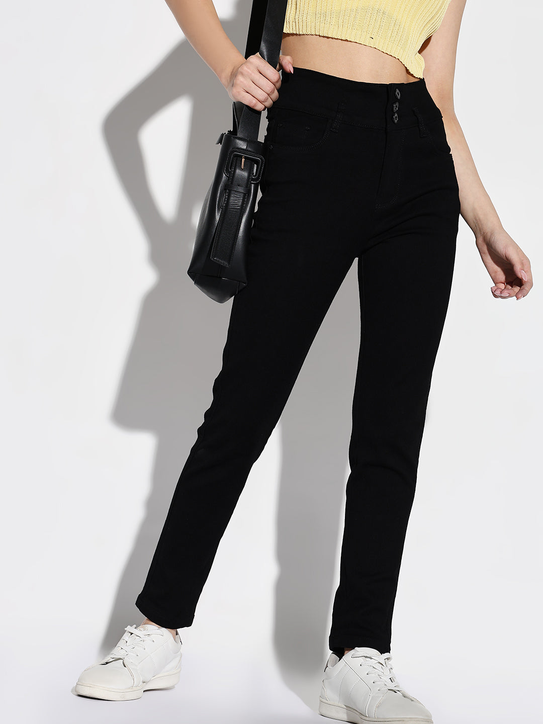 Black Comfort Slim Fit Acid Wash Stretchable Jeans