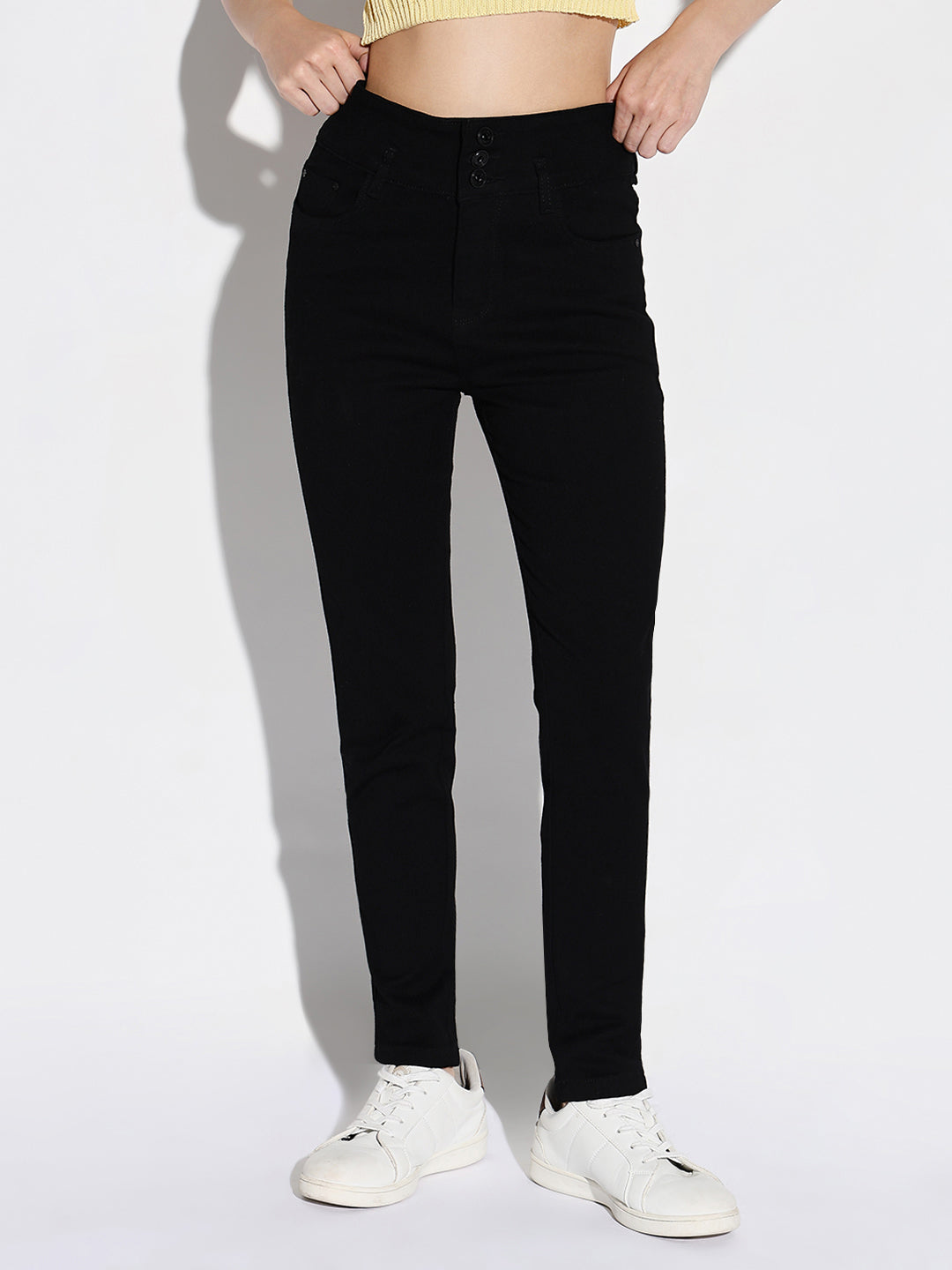 Black Comfort Slim Fit Acid Wash Stretchable Jeans