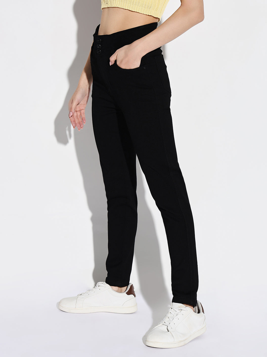 Black Comfort Slim Fit Acid Wash Stretchable Jeans
