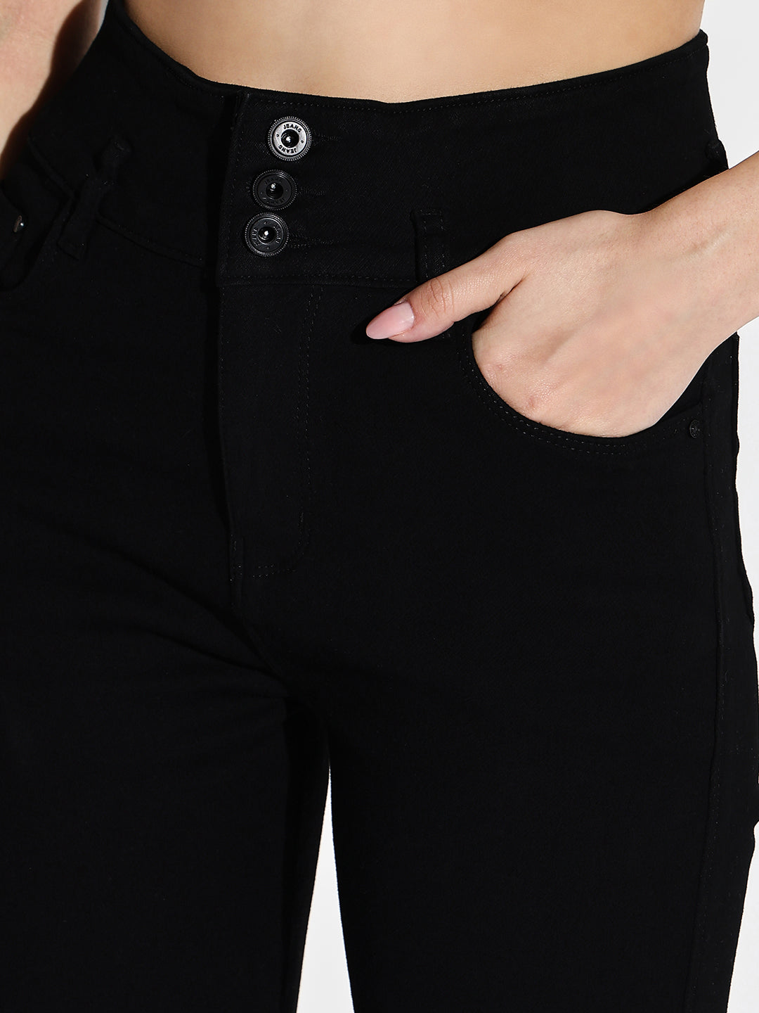 Black Comfort Slim Fit Acid Wash Stretchable Jeans