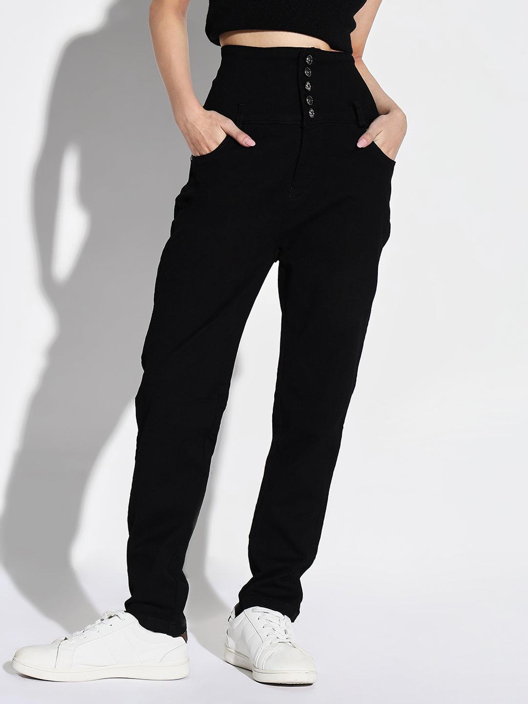 Black Comfort Slim Fit Acid Wash Stretchable Jeans