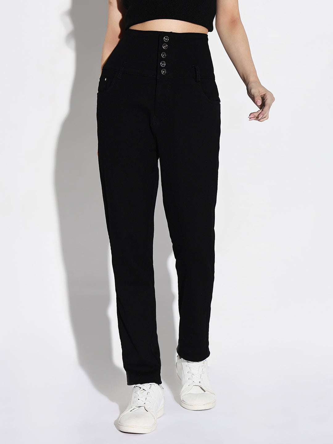 Black Comfort Slim Fit Acid Wash Stretchable Jeans