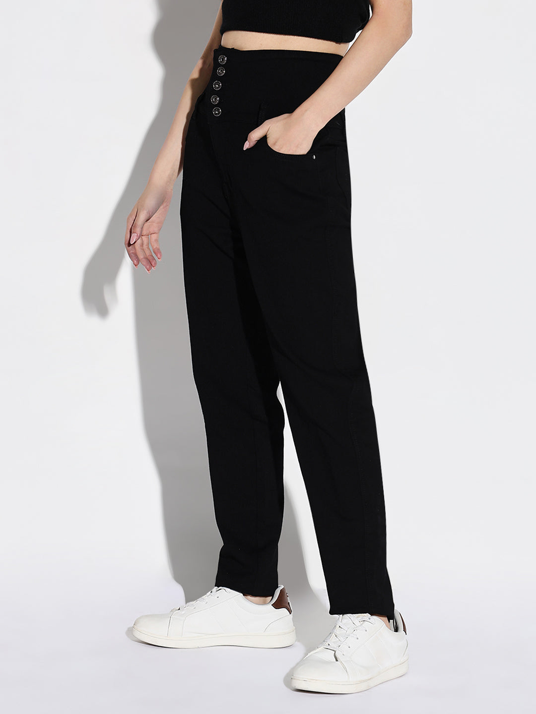 Black Comfort Slim Fit Acid Wash Stretchable Jeans