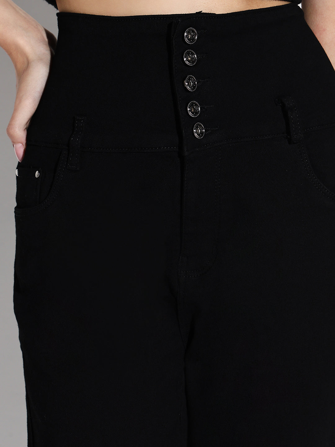 Black Comfort Slim Fit Acid Wash Stretchable Jeans