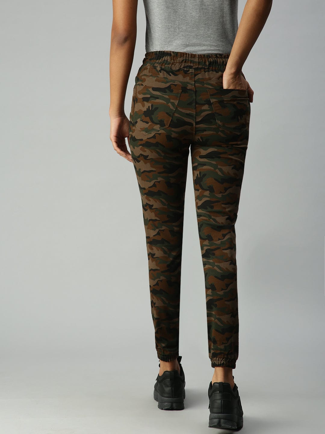 Olive Jean Jogger High-Rise Slash Knee Stretchable Jeans