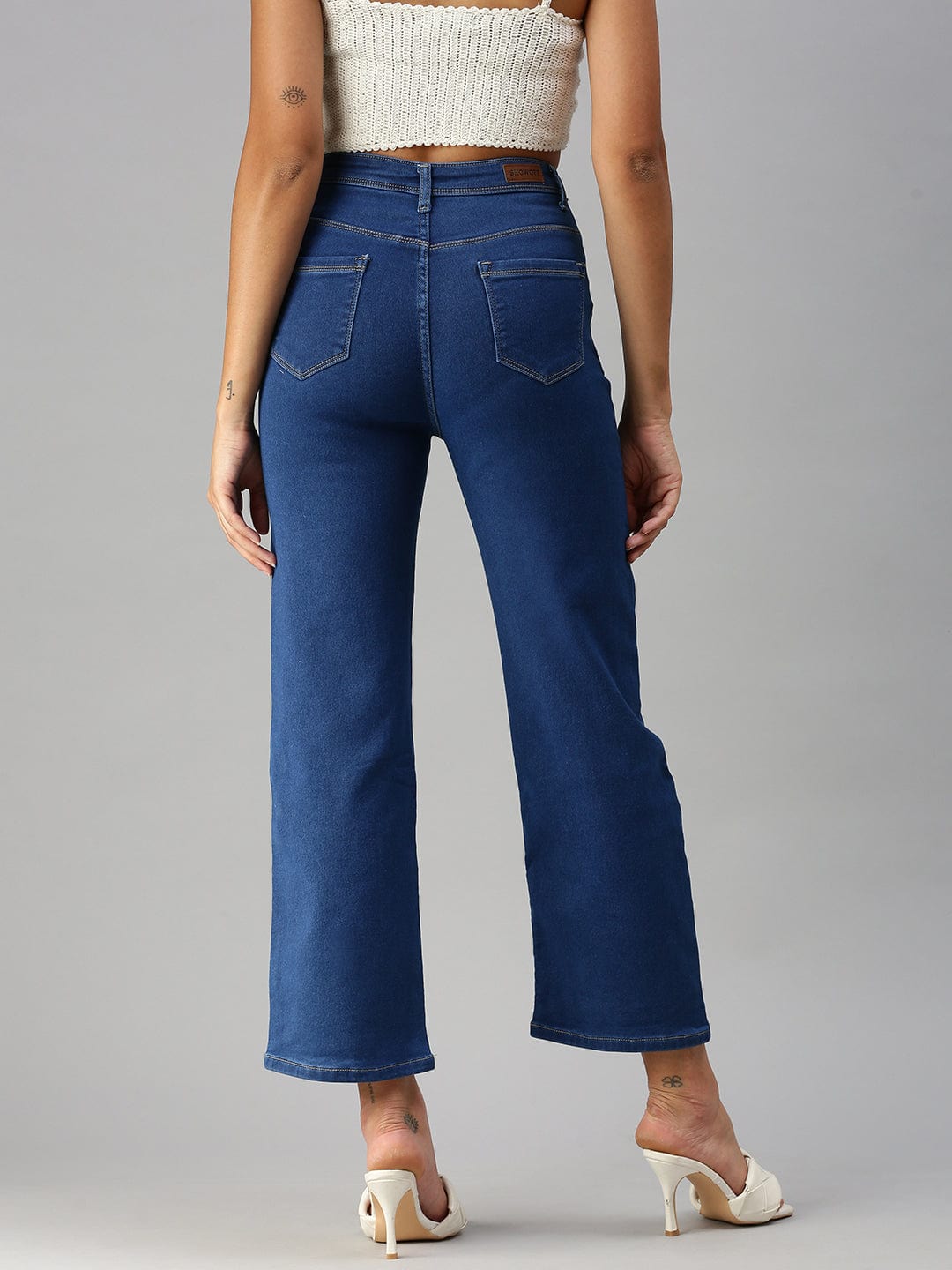 Blue Wide Leg High-Rise Stretchable Jeans